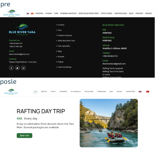 Pre i posle bluerivertara.me